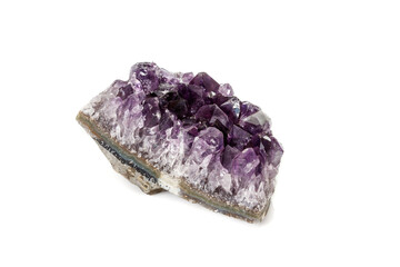 Amethyst Crystal Druse  macro mineral on white background close up