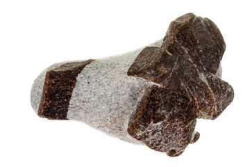 macro mineral stone Staurolite on a white background