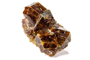Macro stone Grossular mineral on white background