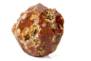Macro stone Grossular mineral on white background