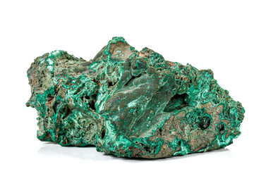 Macro stone Malachite mineral on white background