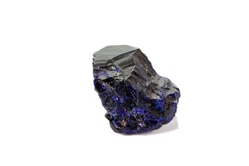 Macro stone mineral Azurite on a white background