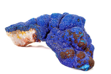 Macro stone mineral Azurite on a white background