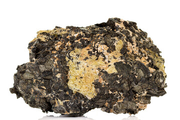 Macro of a mineral stone Vesuvianite on a white background