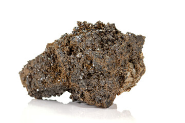 Macro of a mineral stone Vesuvianite on a white background