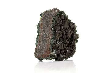 Macro stone Stannite mineral on white background