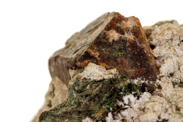 Macro stone Zircon mineral on white background