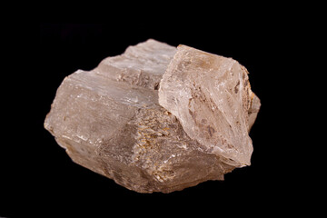 Macro stone gypsum mineral on black background