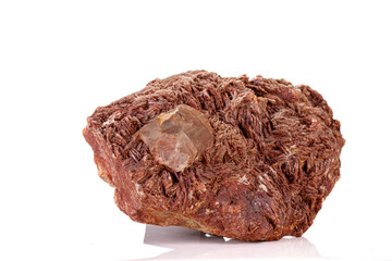 Macro stone Topaz mineral in rock on a white background
