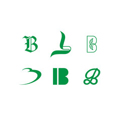 Set of simple and modern icons of the letter b.