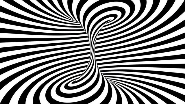 Optical illusion black and white spiral abstract illustration. 4K movie