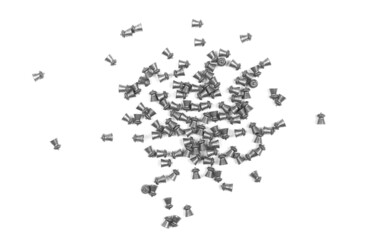 Lead pellets for air rifle isolated on white background and texture, top view