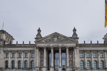 Obraz premium The Reichstag building - the Headquarter of the German Parliament (Deutscher Bundestag, 1894) in Berlin, Germany.