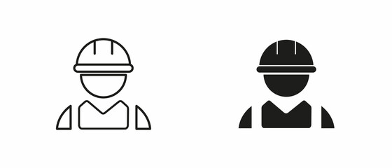 Construction worker vector icon isolated on white background.