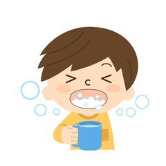 うがいをする男の子