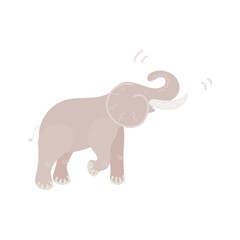 elephant with raised trunk cartoon vector illustration