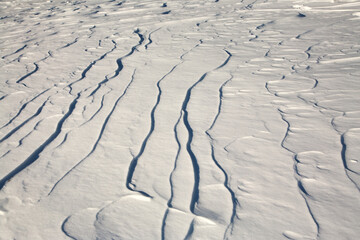 elongated ridges of snow across the wind. landform background - 472500591