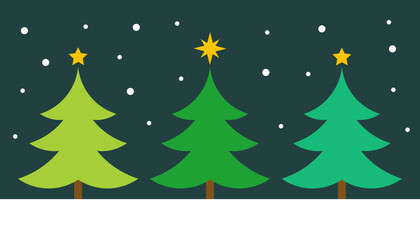 Obraz premium Christmas trees winter night card.
