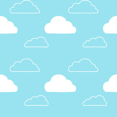 Vector seamless pattern. Clouds, rain, drops, tears, rainbow, stars, the Sun, Moon, heart. Weather at the day or night. Hand drawn in doodle style. Lovely background for printing on paper or fabric.
