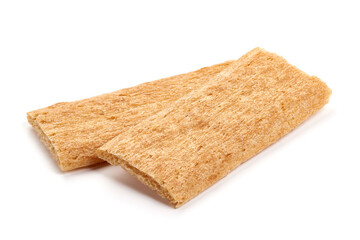 Wholegrain crispbread, isolated on white background. High resolution image.