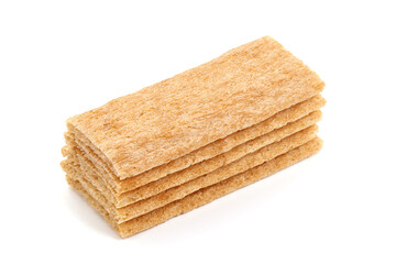 Wholegrain crispbread, isolated on white background. High resolution image.