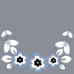 lowers and butterflies, a frame in the form of a horseshoe or semicircle. Design element