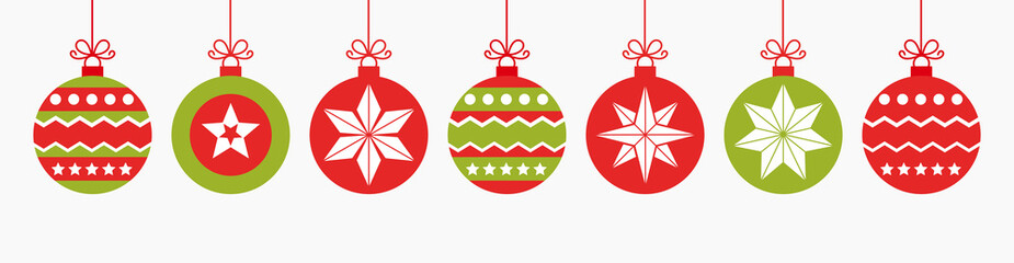 Christmas balls ornaments set isolated on white background