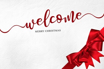 Background for Merry Christmas decoration and red and white details with text Welcome Merry Christmas.