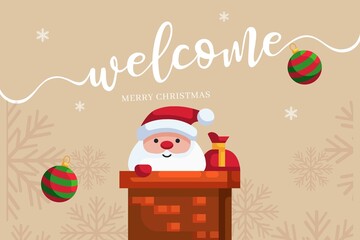 Background for Merry Christmas decoration and red and white details with text Welcome Merry Christmas