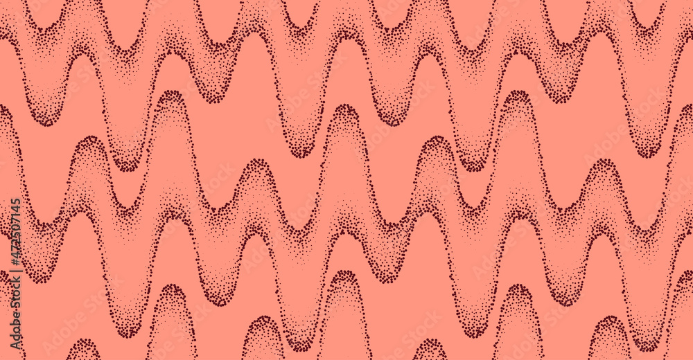 Wall mural dotwork seamless wave pattern. sand grain effect background. noise stipple dots texture. abstract no