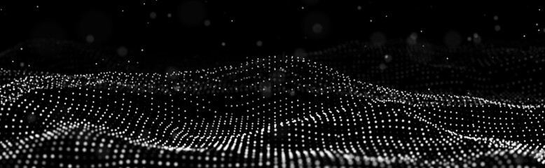 Abstract background of points. Falling cyber particles. Big data stream. 3d rendering