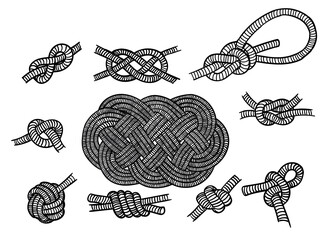 Ten nautical knot designs - obrazy, fototapety, plakaty