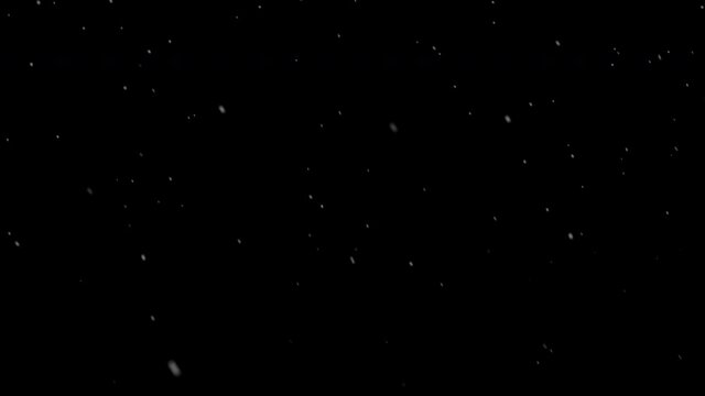 Beautiful falling snow on a black background. Overlay layer of white snow on a black background, snowflakes bokeh and snowfall for a Christmas and Winter atmosphere. Use blending mode (screen)