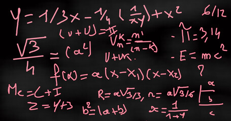 E=mc² sur tableau noir avec écriture en rouge : on a trouvé la solution à nos problèmes 