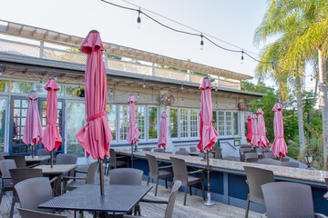 Outside seating for restaurant in downtown Mount Dora, Florida