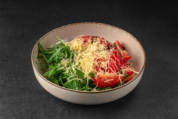 Restaurant serving salt on a black background