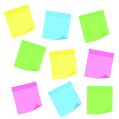 Realistic sticky notes isolated with real shadow on white background. Square sticky paper reminders with shadows, paper page mock up.
