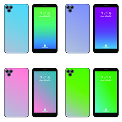 Elegant smartphone with colorful screen White and black  mobile phone isolated, realistic vector design on white background Realistic smartphone  computer lock screen with abstract colored geometric w