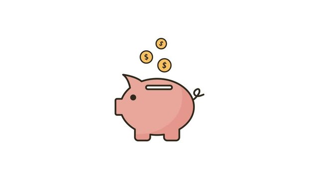 piggy bank and dollars animation Money pig icon 