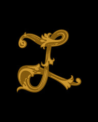 golden monogram etching of letter L