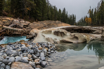 Rock formations in the the Blaeberry River in British Columbia