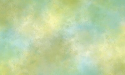 Abstract watercolor background in green, yellow and blue tones. Copy space, horizontal banner.