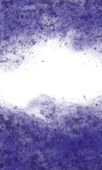 Invitations with translucent watercolor splashes and scattering in blue and purple tones. Copy space, vertical banner.