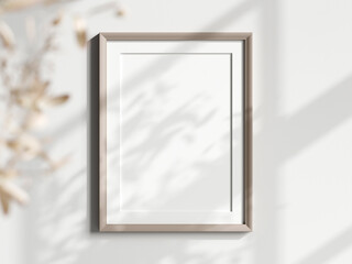 vertical frame mockup in minimalist boho interior