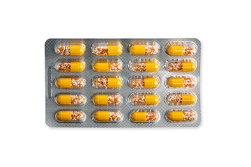 Yellow capsules in blister