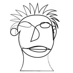 man drawn with brush funny art design