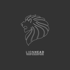 lion head outline black background logo icon