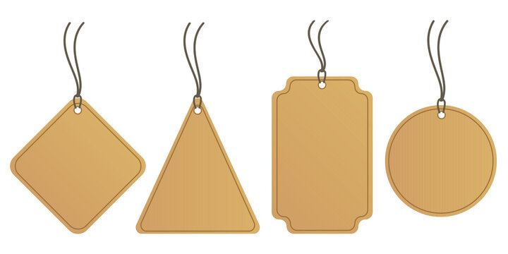 Cartoon Labels Set Isolated White Background With Gradient Mesh, Vector Illustration
 Realistic price tag set. Craft organic white and brown paper labels in different shapes. collection of price tag s