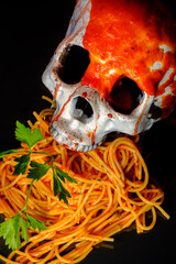 Starving Skull Eating Spaghetti