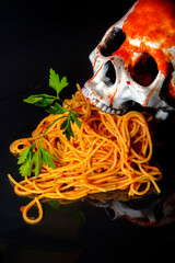 Starving Skull Eating Spaghetti